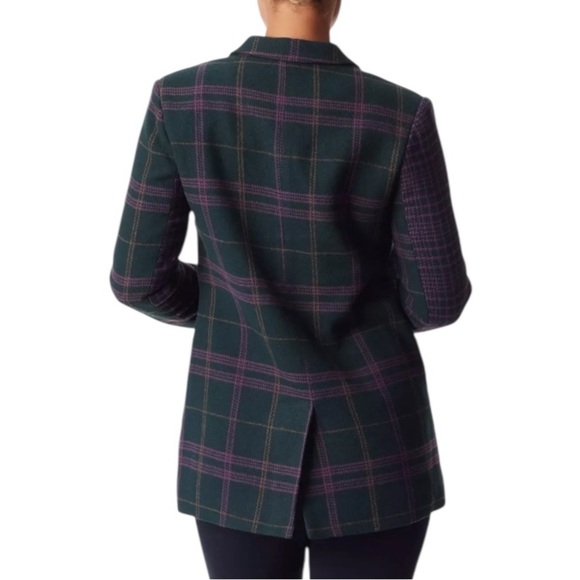 SAM EDELMAN Braellynn Relaxed Double Breasted Wool
Blend Blazer Plaid Coat XL - Picture 3 of 11